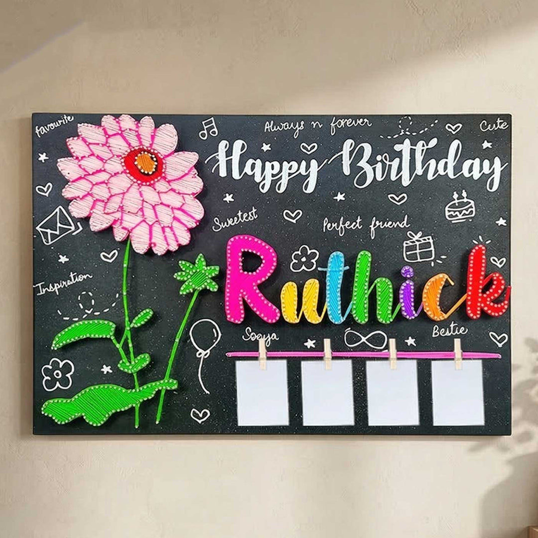 Photo Personalized String Art Wishes In Bloom Wooden Name Plate