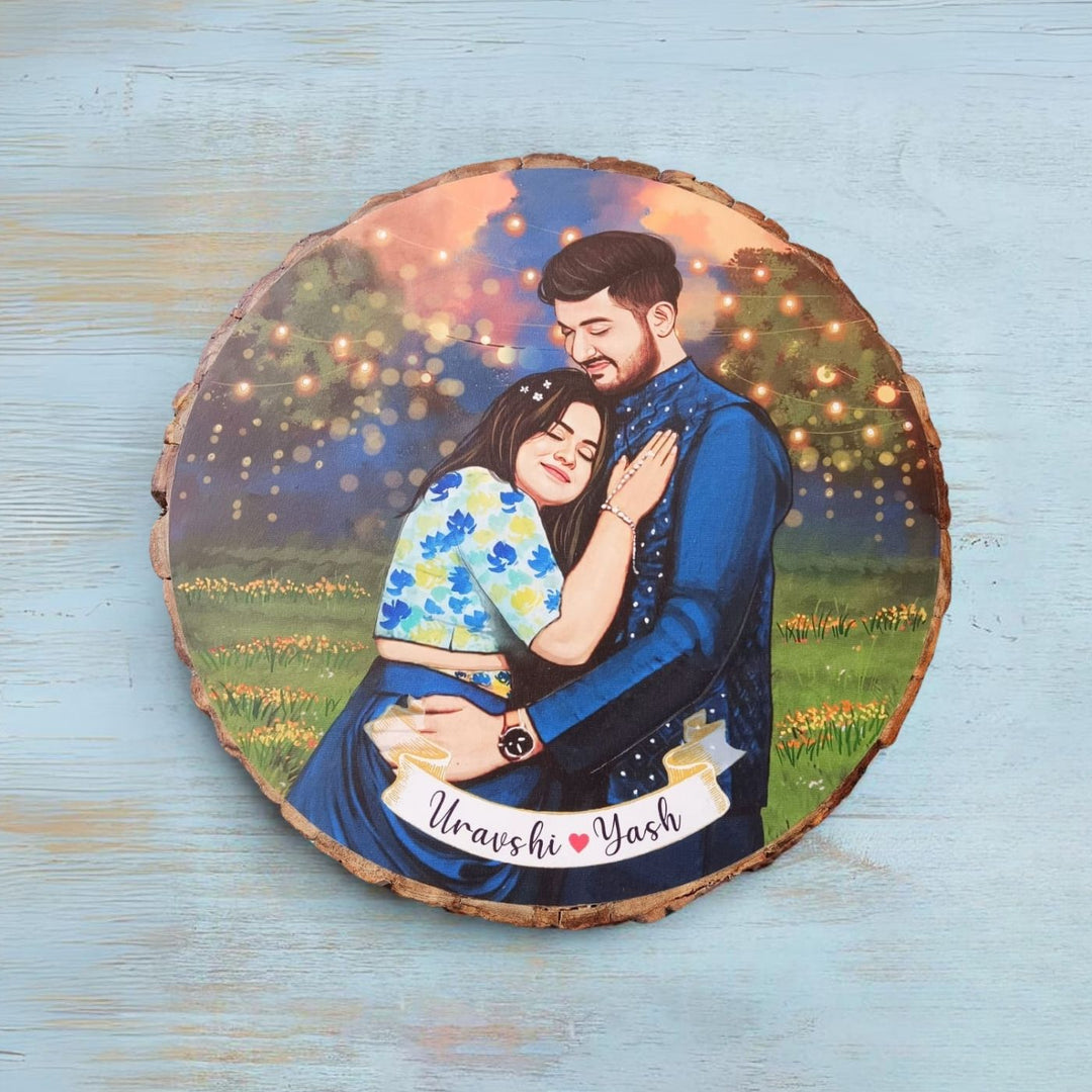 Photo Caricature Bark Nameplate with Stand