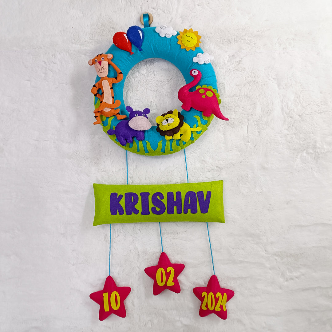 Handcrafted Personalized Round Animal Themed Felt Name Plate