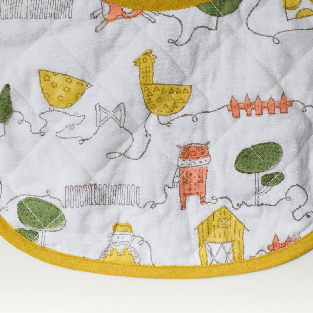 Block Printed Farm Friends Bib