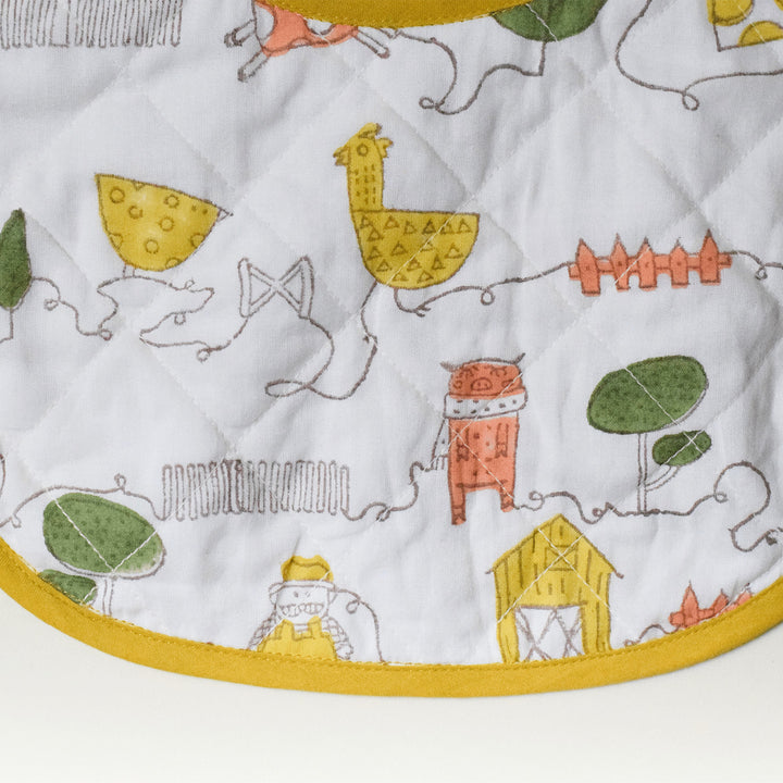 Block Printed Farm Friends Bib