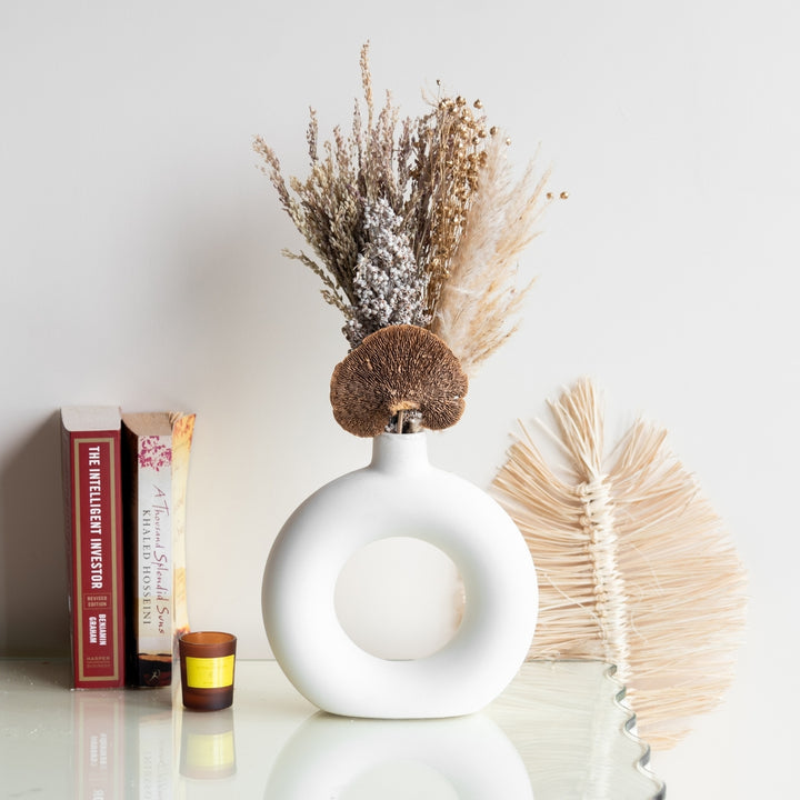 Handmade White Boho Latte Dried Flower Bunch