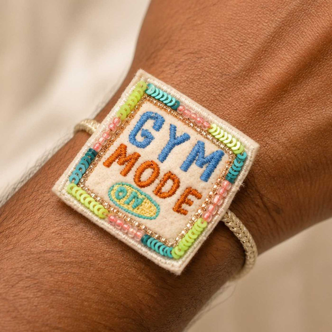 Handmade Beaded "Gym Mode On" Reusable Rakhi Magnet For Brother