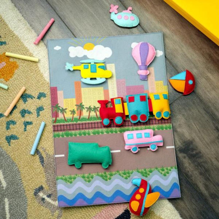 Felt Modes of Transport Kit with Printed Mat
