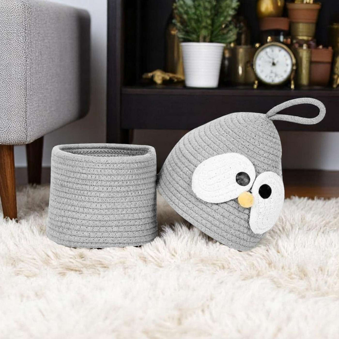 Cute Multipurpose Coil Basketry Handmade Foldable Cotton Rope Baskets For Kids