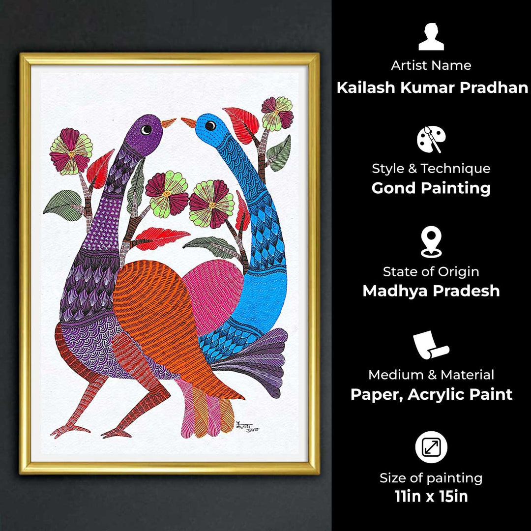11 x 15 Inch | Sacred Bond | Original Hand painted Tribal Gond Art Painting | Acrylic Paints On Paper