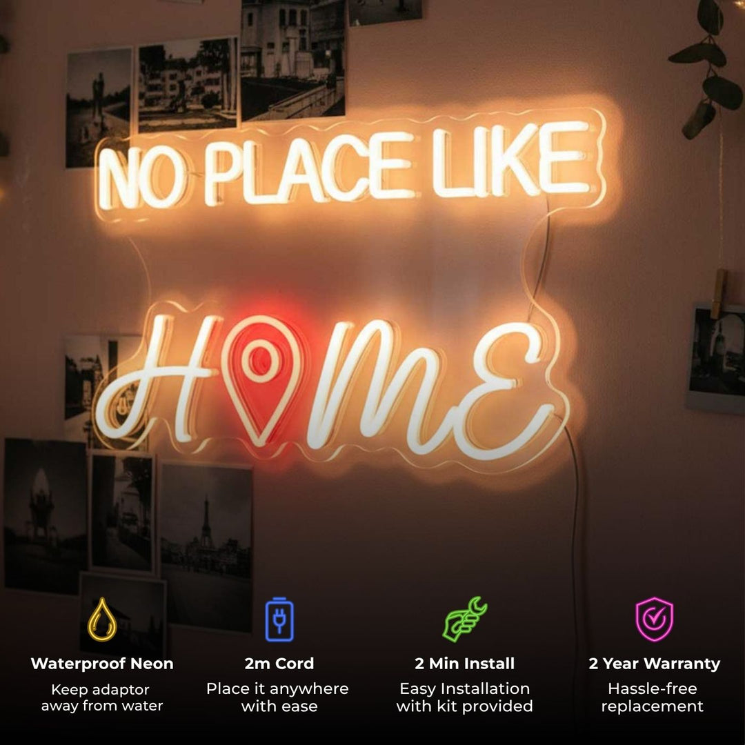 Handmade "No Place Like Home" Neon Light Sign Board for Home decor