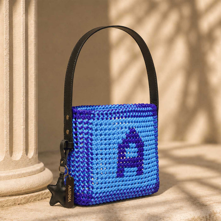 Blue Personalized Monogram Handmade Wire Koodai Handbag