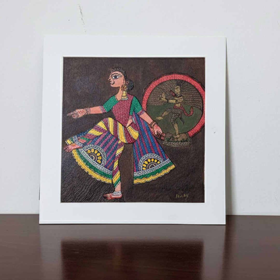 10 x 10  Inch | Dance of Divinity | Original Hanpainted Madhubani Painting | Natural Colors On Paper