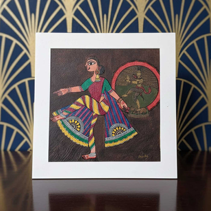 10 x 10  Inch | Dance of Divinity | Original Hanpainted Madhubani Painting | Natural Colors On Paper