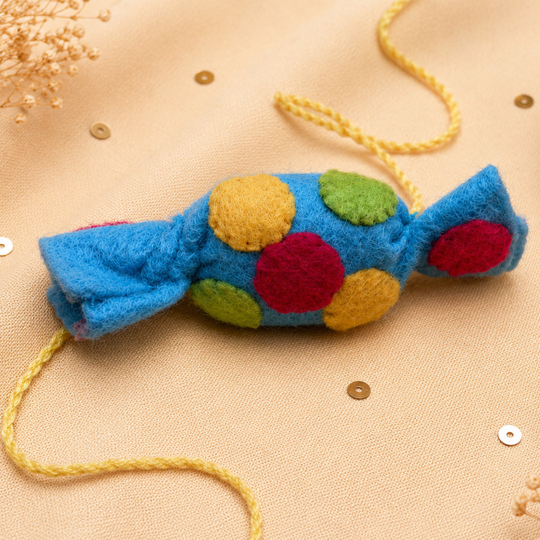 Hand Embroidered Toffee Rakhi With Keychain For Brother