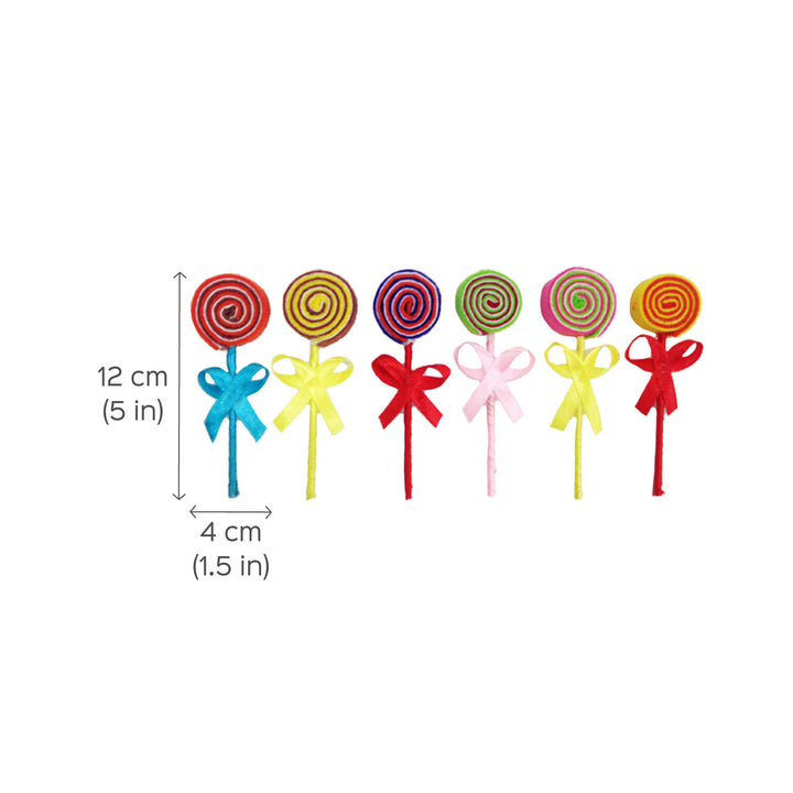 Handmade 3D Colourful Lollipop Felt Ornaments For Christmas Tree Decoration | Set Of 6