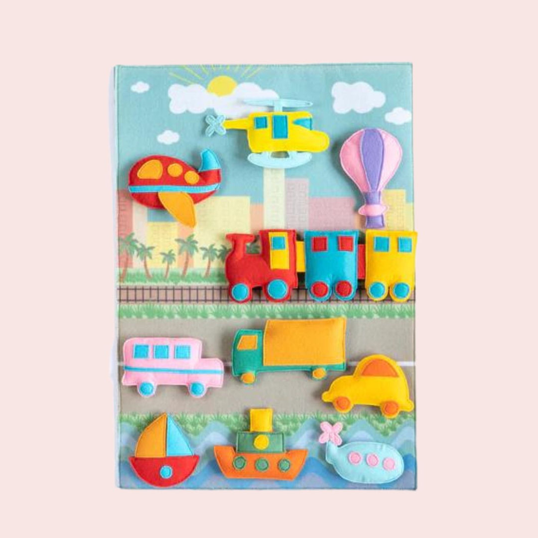 Felt Modes of Transport Kit with Printed Mat