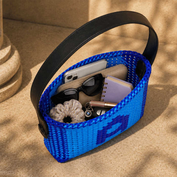 Blue Personalized Monogram Handmade Wire Koodai Handbag