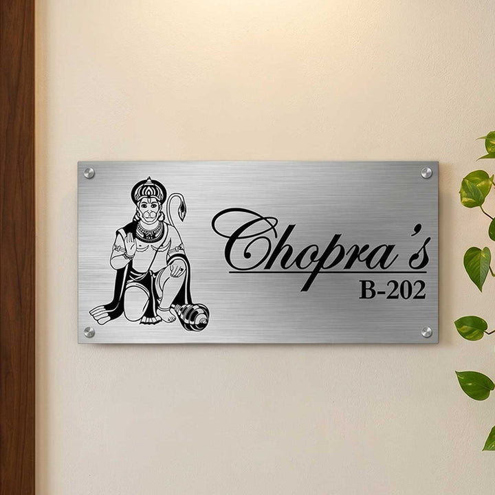Personalized Hanuman Blessing Stainless Steel Name Plate