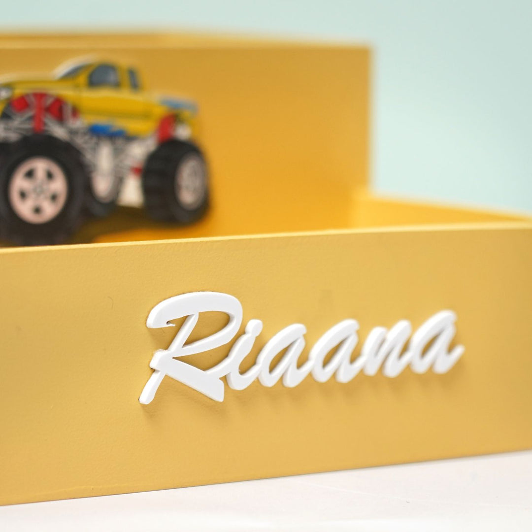 Personalized Wooden Car Themed Stationery Organizer For Kids