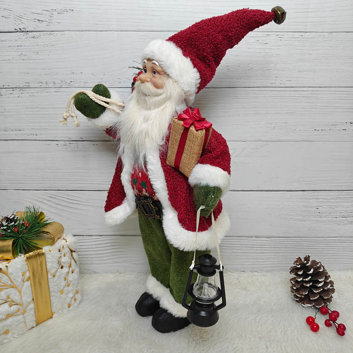 25 Inch | Evergreen Lantern Santa Figurine