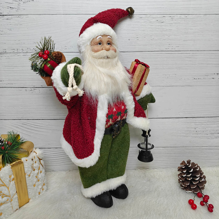 25 Inch | Evergreen Lantern Santa Figurine
