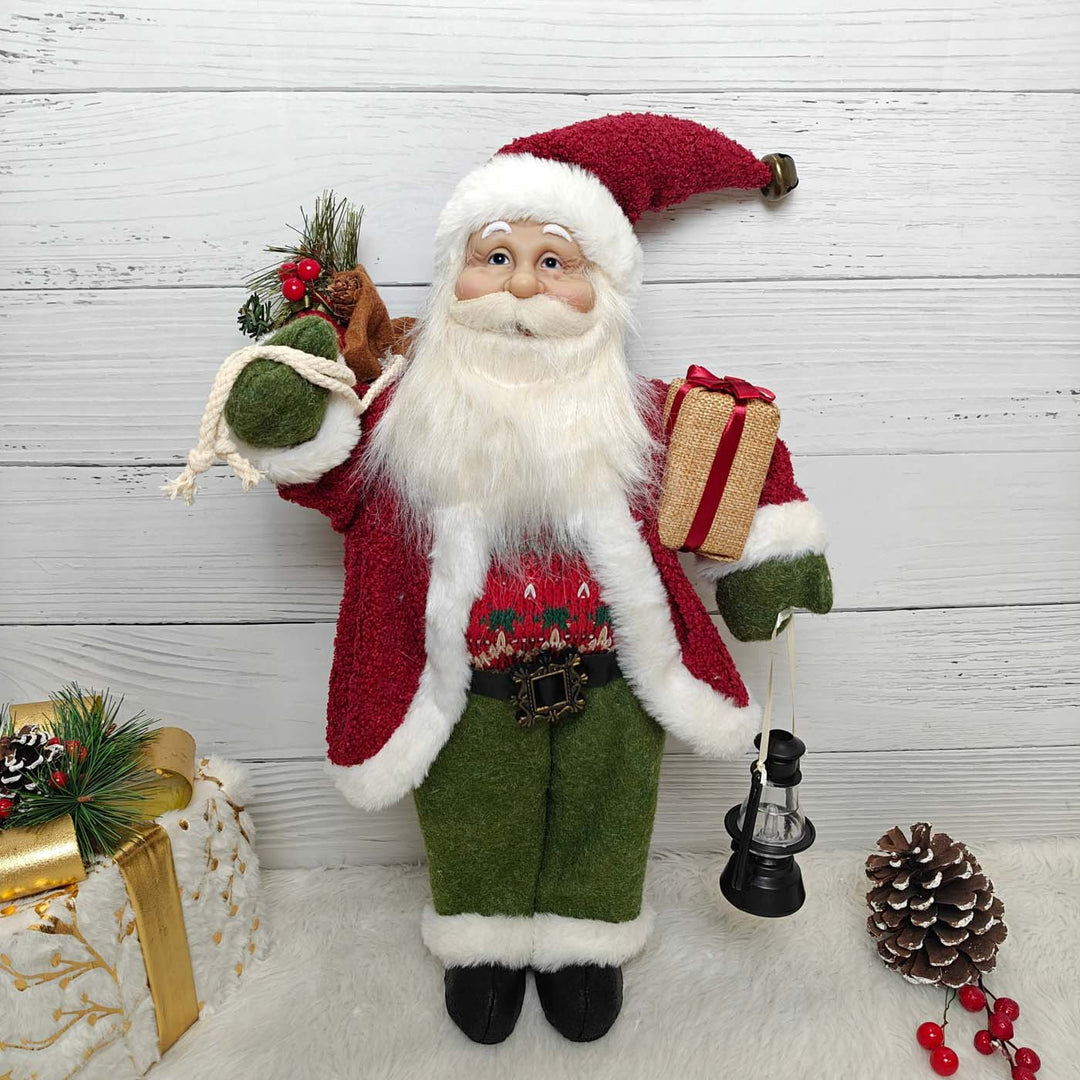 25 Inch | Evergreen Lantern Santa Figurine
