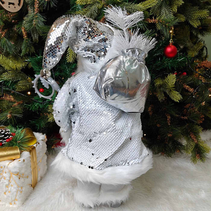 25 Inch | Silver Frost Santa Figurine