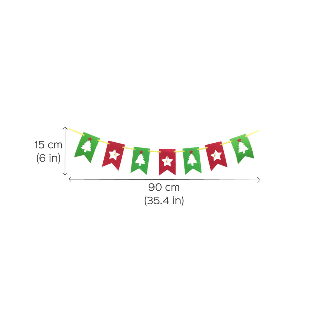 Handmade Tree & Star Felt Garland/ Bunting For Christmas Door Decoration