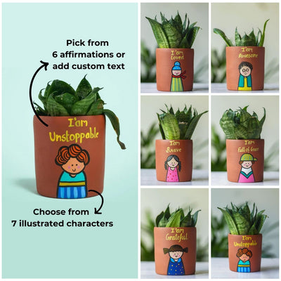 Handpainted Clay Planter With Affirmation