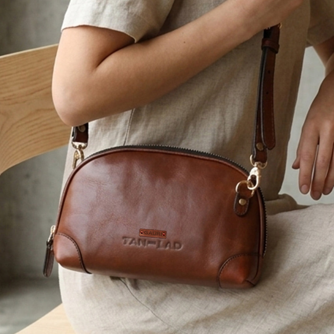 Personalized Brown Brooklyn Leather Sling Bag