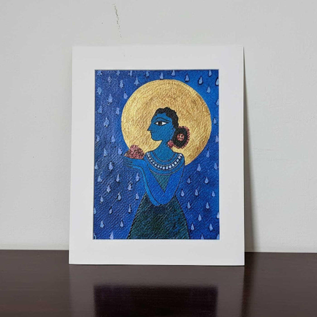 7 x 9 Inch | Sacred Jal | Original Hanpainted Madhubani Panch Tatva Painting | Natural Colors On Paper