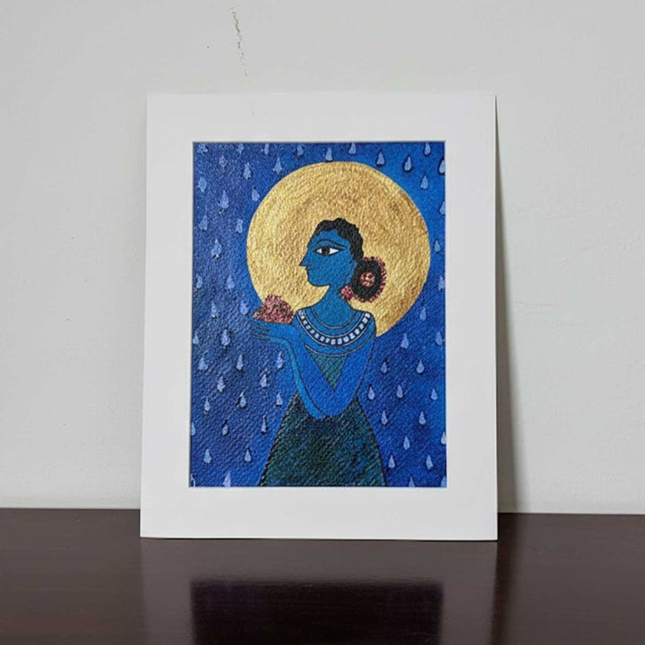 7 x 9 Inch | Sacred Jal | Original Hanpainted Madhubani Panch Tatva Painting | Natural Colors On Paper