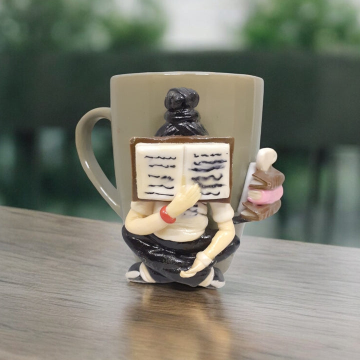 Handmade Polymer Clay Book Lover Theme Ceramic Mug