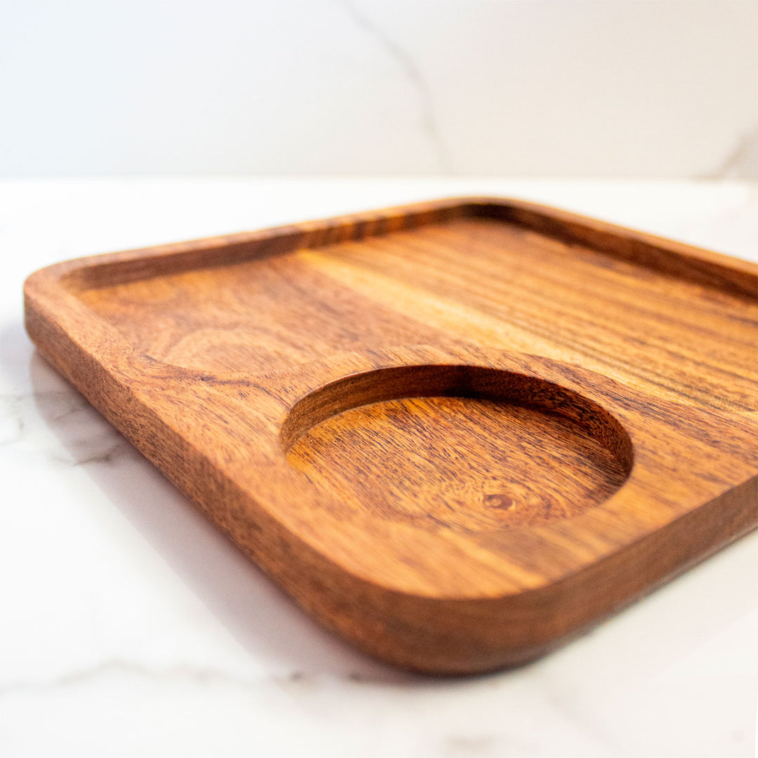 Handcrafted Acacia Wood Coffee & Cookie Platter