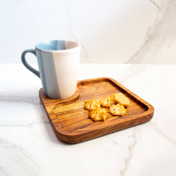 Handcrafted Acacia Wood Coffee & Cookie Platter