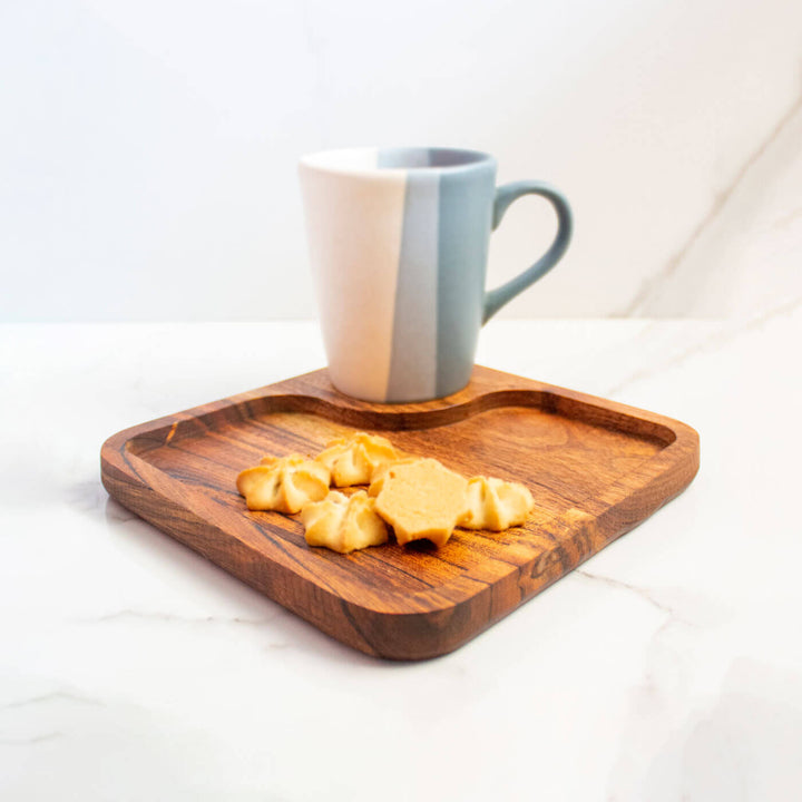 Handcrafted Acacia Wood Coffee & Cookie Platter