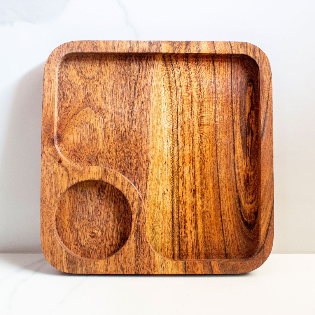 Handcrafted Acacia Wood Coffee & Cookie Platter