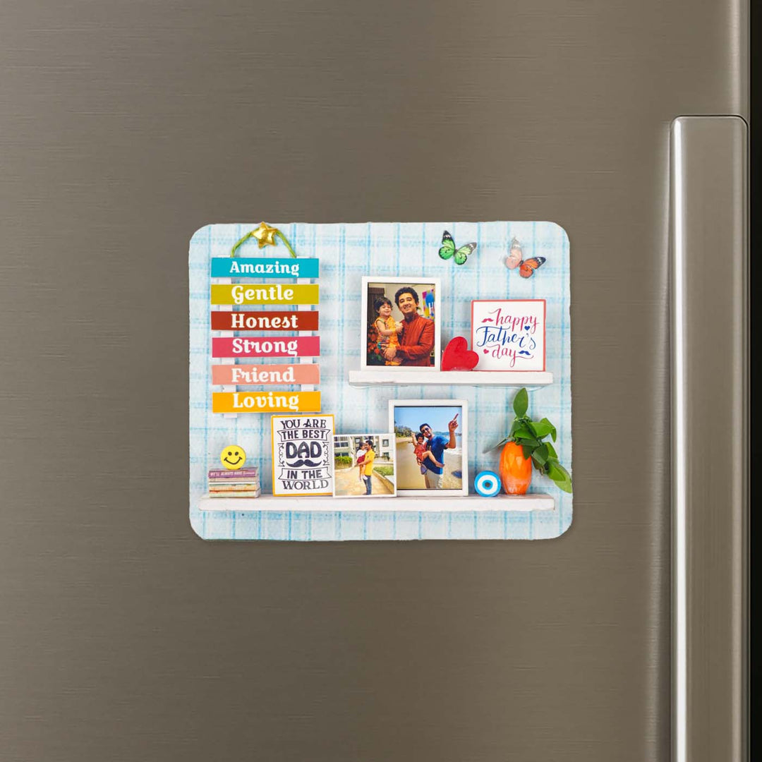 Photo Personalized Handmade Dad's Miniature Shelf MDF Wood Fridge Magnet