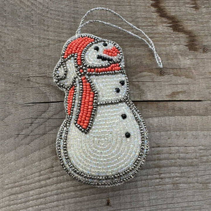Big Snowman Beaded Premium Zardozi Ornament