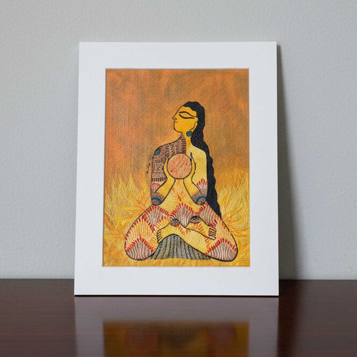 7 x 9  Inch | Sacred Agni | Original Hanpainted Madhubani Panch Tatva Painting | Natural Colors On Paper