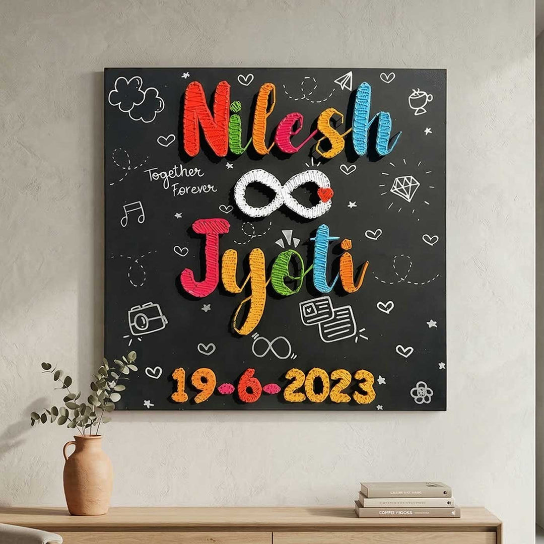 Personalized String Art Infinite Bond Wooden Name Plate