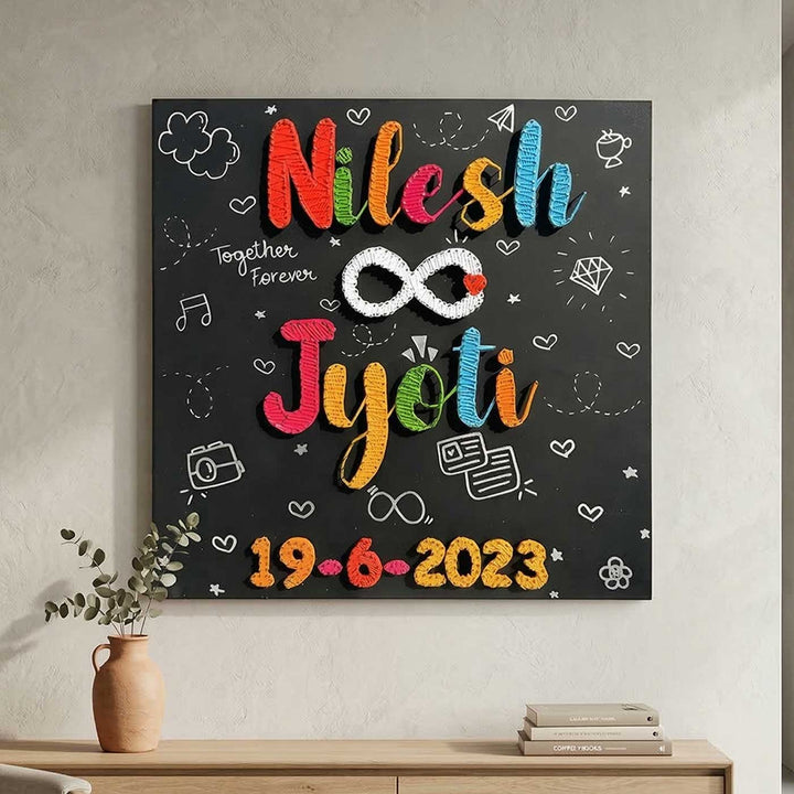 Personalized String Art Infinite Bond Wooden Name Plate