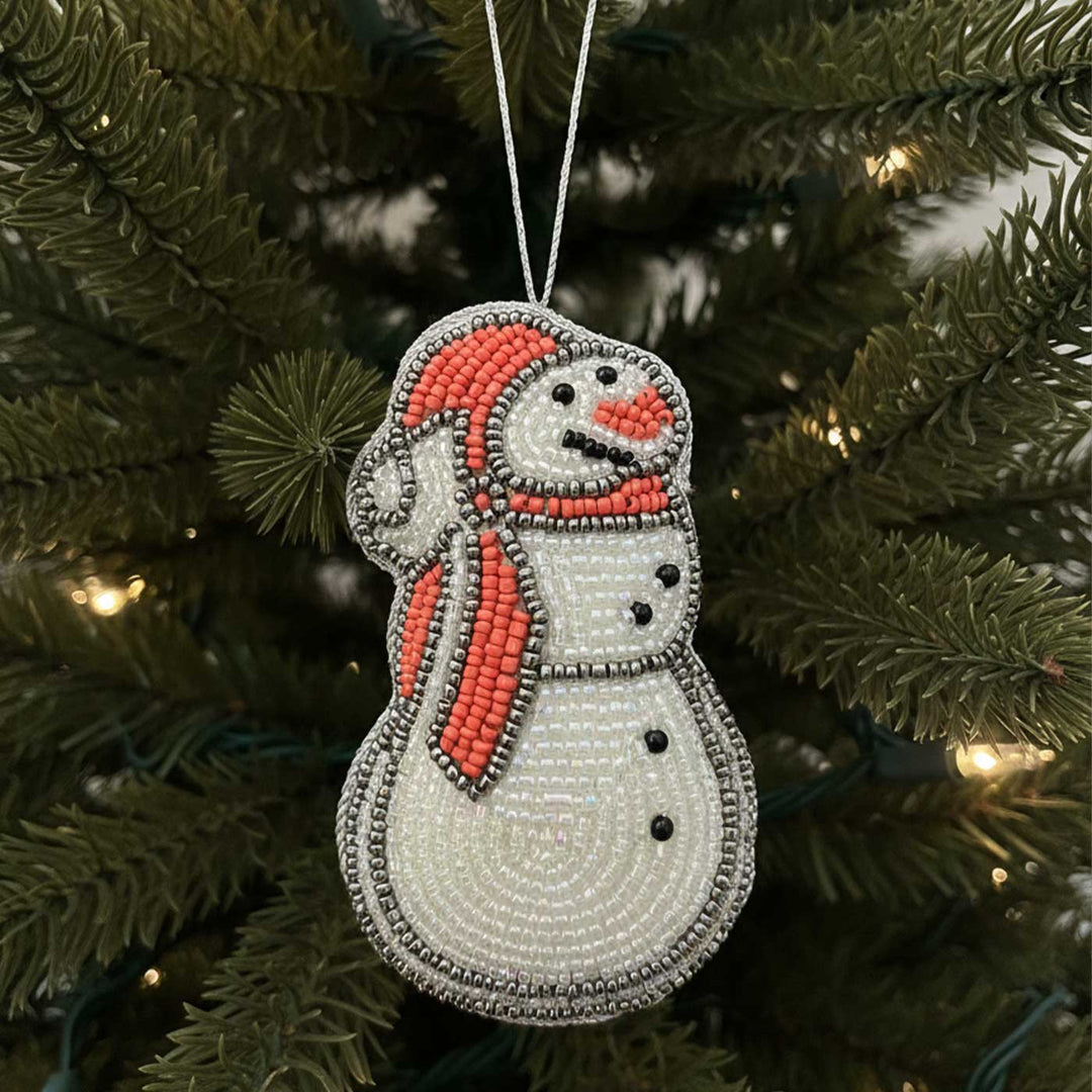 Big Snowman Beaded Premium Zardozi Ornament