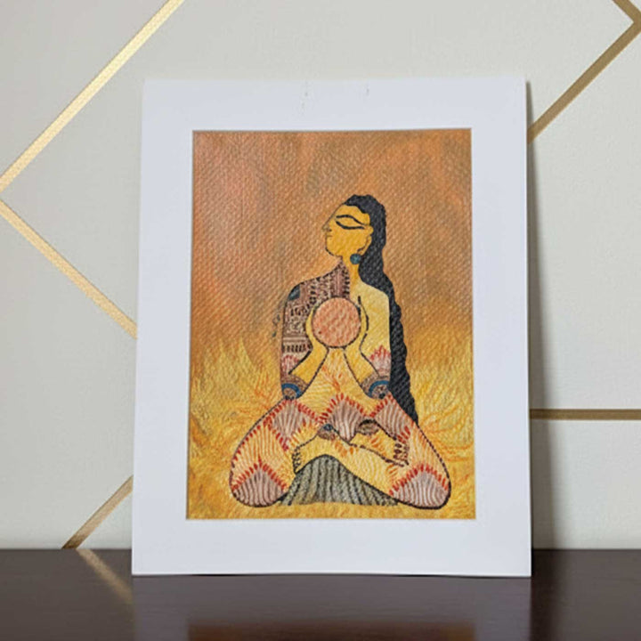 7 x 9  Inch | Sacred Agni | Original Hanpainted Madhubani Panch Tatva Painting | Natural Colors On Paper