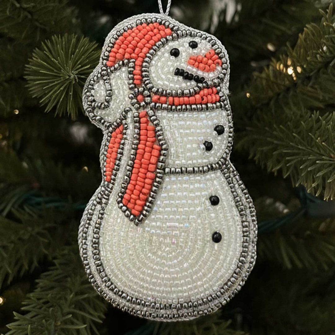 Big Snowman Beaded Premium Zardozi Ornament