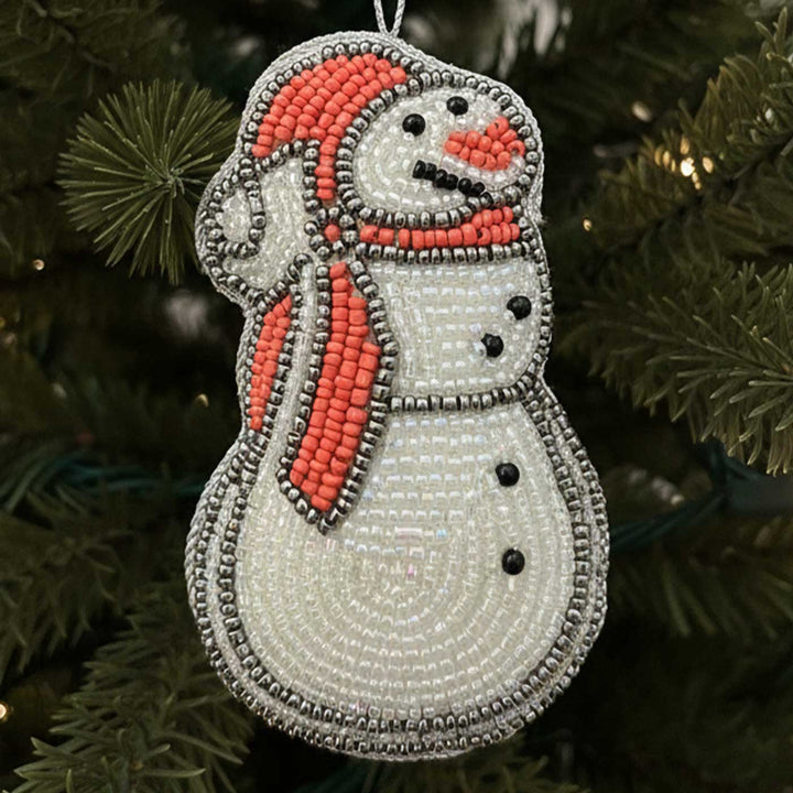 Big Snowman Beaded Premium Zardozi Ornament