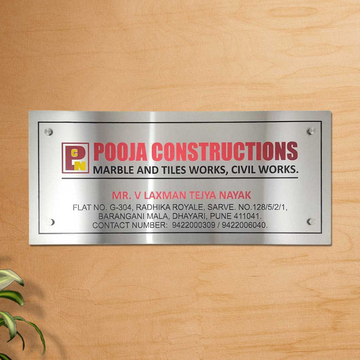 Personalized Engraved Stainless Steel Office Name Plate