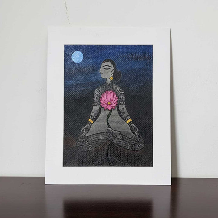 7 x 9  Inch | Sacred Akash | Original Hanpainted Madhubani Panch Tatva Painting | Natural Colors On Paper