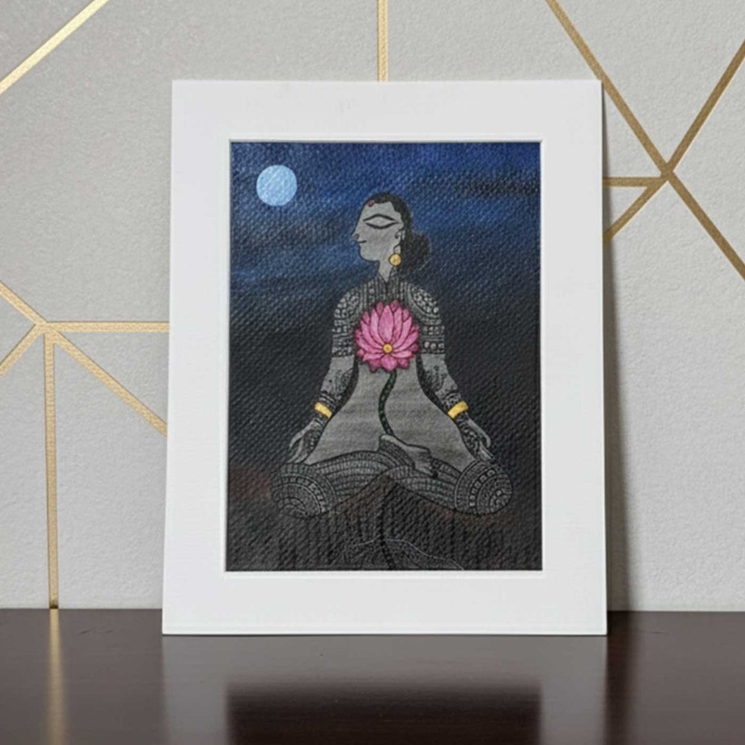 7 x 9  Inch | Sacred Akash | Original Hanpainted Madhubani Panch Tatva Painting | Natural Colors On Paper