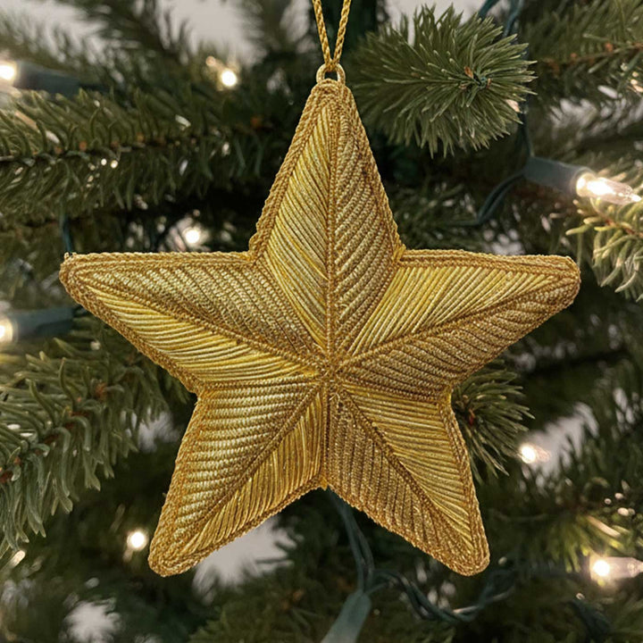 Gold Full Star Cotton Premium Zardozi Ornament