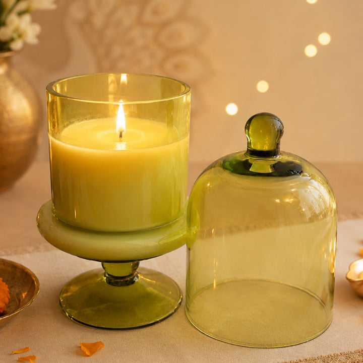 Green Verdant Glow Glass Jar Scented Candle For Festive Decor