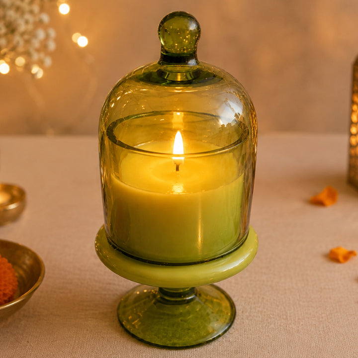 Green Verdant Glow Glass Jar Scented Candle For Festive Decor