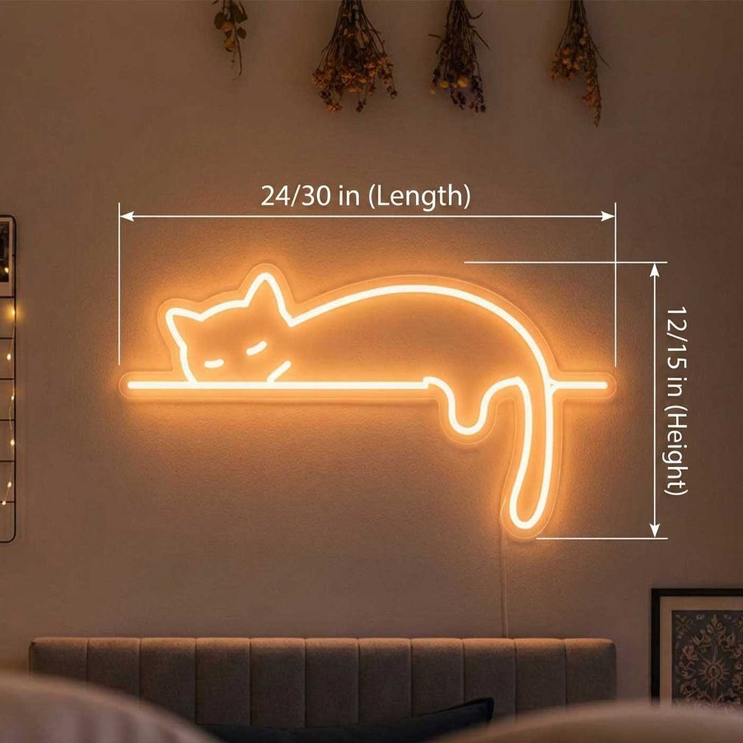 Handmade "Sleeping Cat" Neon Light Sign Board for Bedroom Wall Decor